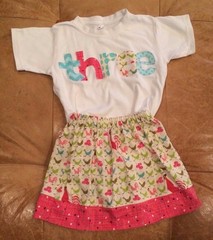 Girls “Three” Birthday Boutique outfit top and matching skirt SO CUTE! Must See