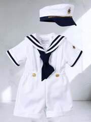 New Baby Toddler Nautical Sailor Outfit Set with Captain’s Cap – Size 3
