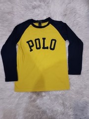 Polo Ralph Lauren Boys S8 Shirt Yellow Navy Sleeves Graphic POLO RN 41381 56658