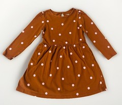 Simple Joys by Carter’s Girls’ Long-Sleeve Brown Pink Dot Dress 5T
