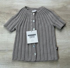 NWT OEUF NYC Unisex Sweater Light Grey 12M Ribbed Cardigan Short Sleeve