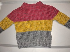 Cat & Jack Boys Chunky Knit Pullover Sweater Red Yellow Gray 2T Excellent