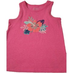 Cat & Jack Toddler Girls 3T Pink Floral Hibiscus Graphic Tank Top Tee
