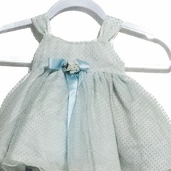 Baby Club Girls Light Blue Tulle Dress Front Ribbon Shirred Lace Sleeveless 12M