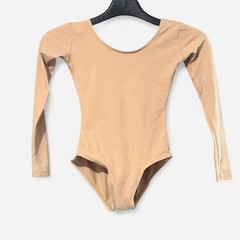 Girls Nude Long Sleeve Scoop Neck Bodis Bodysuit Size 7/8