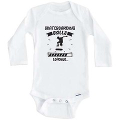Skateboarding Skills Loading Funny Skateboarding Long Sleeve Baby Bodysuit