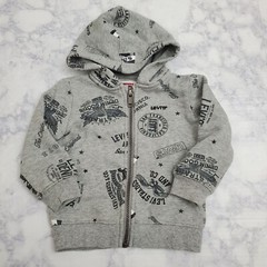 Levis Baby Zip-Up Hoodie Gray 12M Cotton/Polyester Blend Logo Streetwear