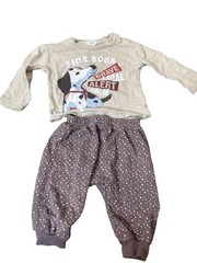 Peek Outfit Set Shirt Pants Baby 6-12M Fire Dogs Dalmatian Graphic Polka Dot