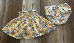 Angel Dear Floral Sundress Bloomers Set Organic Muslin Girls 18/24 Months
