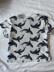 Old Navy 18-24M Unisex White/Blue Cotton Knit Crew Neck Whale Print Tee