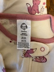 Gerber Newborn Onesie Off White With Foxes Snap & Zip Closure 100% Cotton
