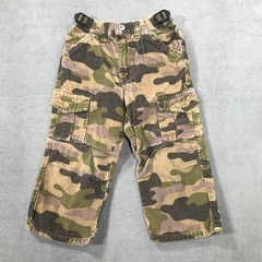 Vintage Old Navy Corduroy Cargo Pants Toddler 2T Green Brown Camouflage Y2K Boys