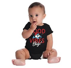 Papa Smurf Good Vibes Only Cartoon Positive Newborn Baby Boy Girl Infant Romper