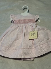 Baby Girl 2 Piece Dress Seersucker Laura Ashley London Check NWT Sz 3-6 Smocked