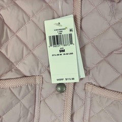 Ralph Lauren Jacket Girls 9M Pink Quilted Hooded Corduroy Collar Snap Pockets