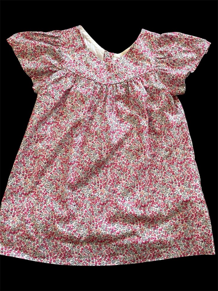 Gocco EUC Pink/Ivory Floral Print 100% Woven Cotton Lined Dress-3-4Years