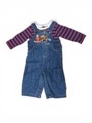 Rare Disney Parks Cars Tow Mater Overalls Size 3 Months Attached Striped Shirt