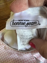 Vintage Bonnie Jean Girls 4T White A-Line Dress Gingham Collar