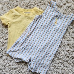 First Impressions: “Giraffe” Romper (+ T-Shirt), Size Boys 12M, Color Blue