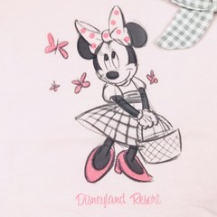 Disney Parks Toddler Grey Pink Checkered Ruffled Hem Minnie Mouse T Shirt Sz 4T