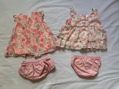 Little Lass Baby Dress Set 3-6 M Pink Coral Butterfly Floral Ruffle Sequin Lace