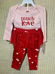 NWT Carters 2-piece “Much Love” Outfit w/Hearts~18m