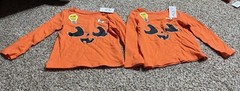 THE CHILDRENS Place Toddler Girls Halloween GLOW Pumpkin Shirt Sz18-24M 2shirts