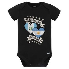 Guatemalan Argentinian Heart Flags Guatemala Argentina Baby Bodysuit (Black)