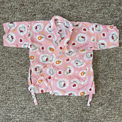 Vintage Hello Kitty Sanrio Pink 100% Cotton Jinbei Kimono