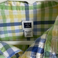 Janie & Jack Toddler 18-24 Shirt Plaid Button Up Cotton Long Sleeve