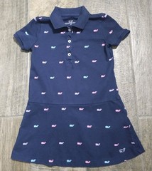 Vineyard Vines Little Girls Nautical Multi Colored Whales Polo Dress Navy 3T