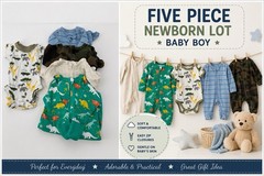 Newborn Baby Boy Sleepers Lot 5 Carters Wonder Nation Bundles Baby Dino Camo