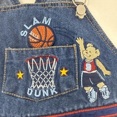 Vintage Original Blue Jeans Toddler Denim Overalls 24M Basketball Slam Dunk Bear
