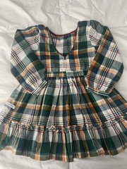 NWT RUFFLE BUTTS TODDLER GIRLS DRESS SIZE 3T GREEN WH ORANGE PLAID