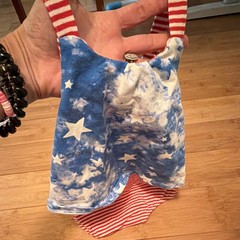 Cat & Jack 12M Patriotic Striped Stars Romper Sleeveless Snap Square Neck
