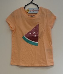 Cat & Jack Toddler Girl Glitter Watermelon Slice Short Sleeve Shirt Peach 4T NWT