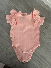 baby girls 3-6 months jessica simpson vest pink ribbed with frills