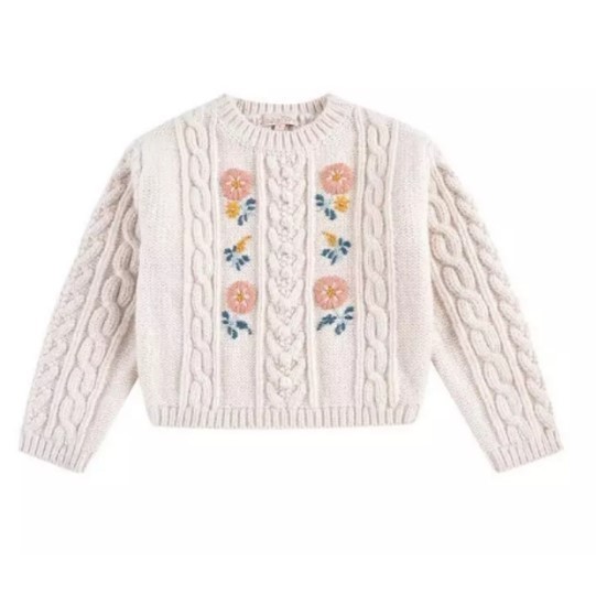 Laurenza’s Baby Toddler Cream Floral Embroidered Pullover Sweater