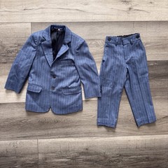 SWOTGdoby Boys Blue Striped Suit Formal Blazer and Pants Set Size 90 size 2T