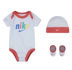 Nike Baby Size 0-6M 3 Piece Beanie Hat, Bodysuit & Booties Set in Red/White NEW