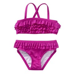 Toddler Girls Ruffle Swimsuit 2 pc UPF 50+ 12-18-24M,2T,3T,5T Pink Gymboree New