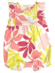 Carters Infant Girls Yellow & Pink Flower Baby Romper Sun Dress Bodysuit