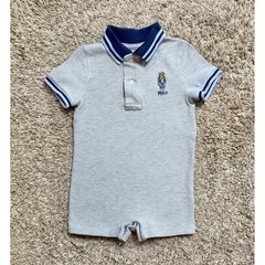 Polo Ralph Lauren Baby Boy Grey Polo Bear Romper One Piece 12M
