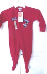 CARTERS~Red ALL STAR 1 Piece FOOTED FLEECE PAJAMAS~18 months~Football Theme~NWT