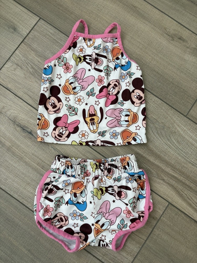 Disney Mickey & Friends 2pc Tank Top & Shorts Set 18-24M Minnie Daisy Boutique