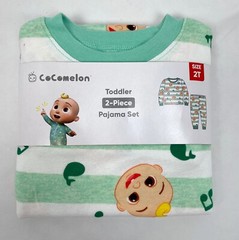 New CoComelon Size 2T Green White 2pc Pajama PJ Set Long Sleeve Pants