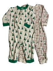 Vintage Agabang Baby 12 Month Christmas Holiday Pajama Bodysuits 100% Cotton