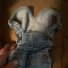 OshKosh B’gosh Girls 3T Blue Denim Overall One-Piece Lace Hem Pockets