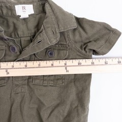Banana Republic Romper Baby 3-6M Olive Green Utility Linen Cotton Bodysuit