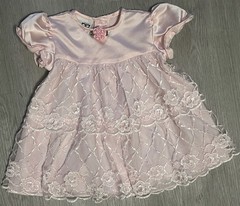 JoLene Vintage 90’s Baby Infant Girls Dress Size 12M Pink Lace Floral Embroidery
